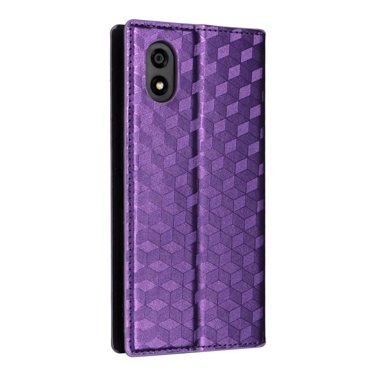 For ZTE Kantan Sumaho 4 / A402ZT Cubic Grid Texture Flip Leather Phone Case