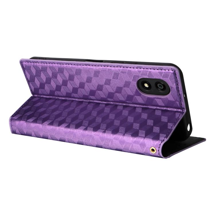 For ZTE Kantan Sumaho 4 / A402ZT Cubic Grid Texture Flip Leather Phone Case