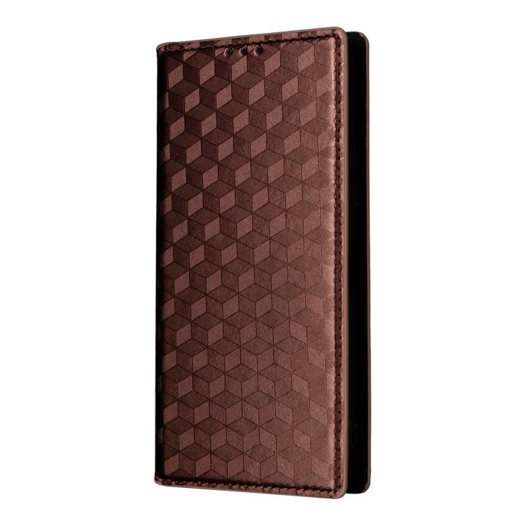 For ZTE Kantan Sumaho 4 / A402ZT Cubic Grid Texture Flip Leather Phone Case