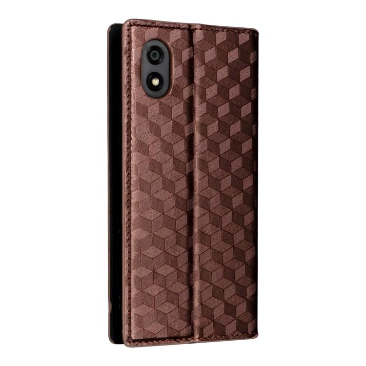 For ZTE Kantan Sumaho 4 / A402ZT Cubic Grid Texture Flip Leather Phone Case