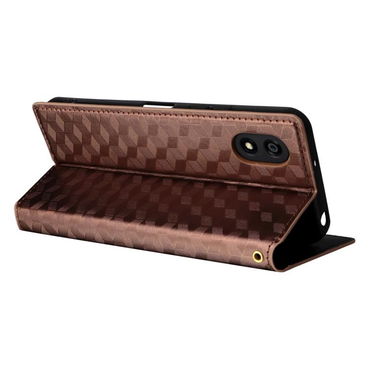 For ZTE Kantan Sumaho 4 / A402ZT Cubic Grid Texture Flip Leather Phone Case