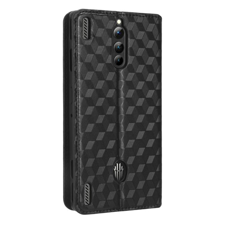 For ZTE nubia RedMagic 8 Pro 5G / 8 Pro+ Cubic Grid Texture Flip Leather Phone Case