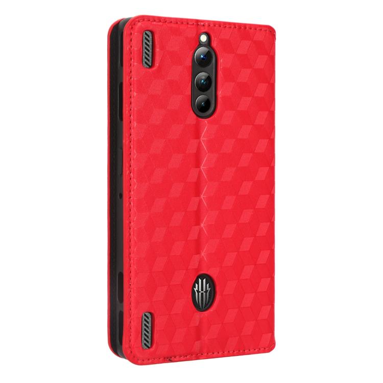 For ZTE nubia RedMagic 8 Pro 5G / 8 Pro+ Cubic Grid Texture Flip Leather Phone Case