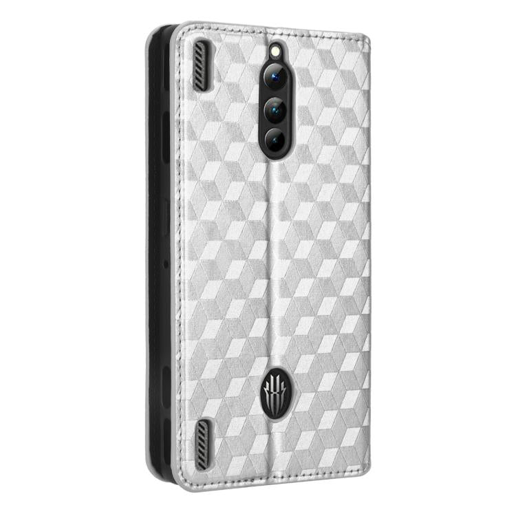 For ZTE nubia RedMagic 8 Pro 5G / 8 Pro+ Cubic Grid Texture Flip Leather Phone Case