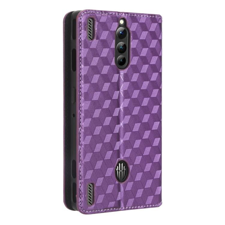 For ZTE nubia RedMagic 8 Pro 5G / 8 Pro+ Cubic Grid Texture Flip Leather Phone Case