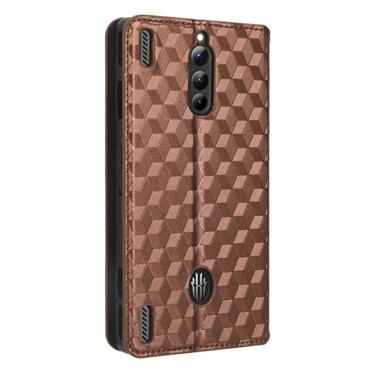 For ZTE nubia RedMagic 8 Pro 5G / 8 Pro+ Cubic Grid Texture Flip Leather Phone Case