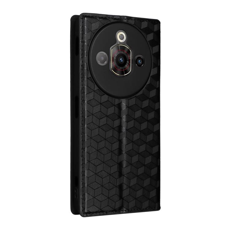 For ZTE nubia Focus Pro 5G Cubic Grid Texture Flip Leather Phone Case