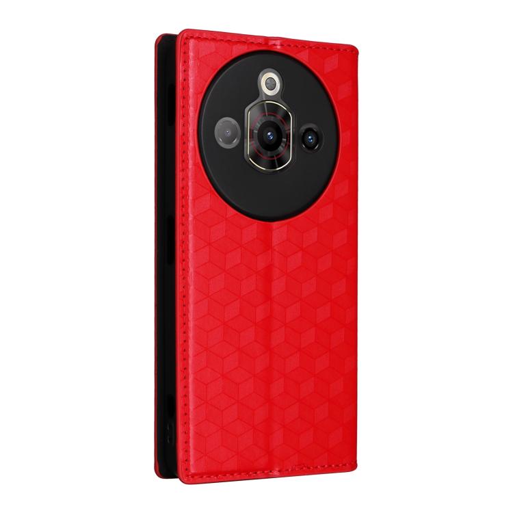 For ZTE nubia Focus Pro 5G Cubic Grid Texture Flip Leather Phone Case