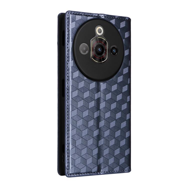 For ZTE nubia Focus Pro 5G Cubic Grid Texture Flip Leather Phone Case