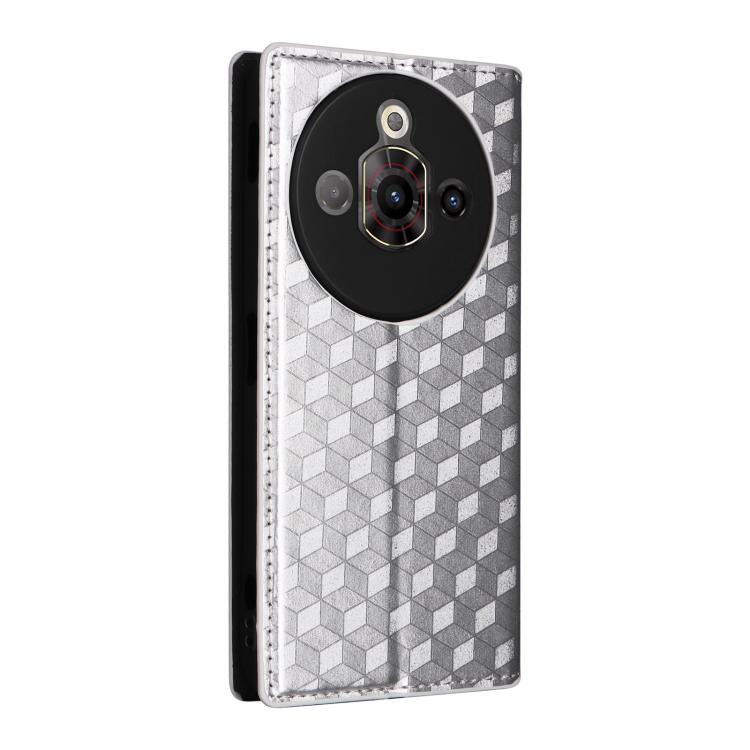 For ZTE nubia Focus Pro 5G Cubic Grid Texture Flip Leather Phone Case