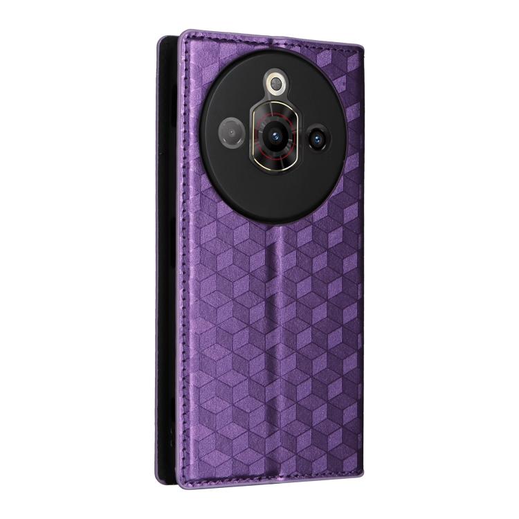For ZTE nubia Focus Pro 5G Cubic Grid Texture Flip Leather Phone Case
