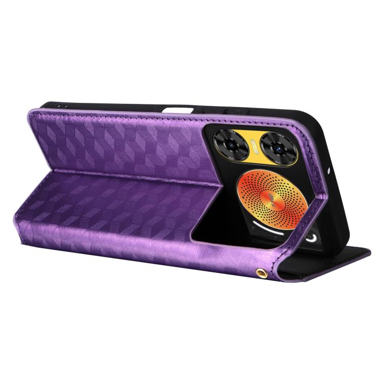 For ZTE nubia Music 2 Cubic Grid Texture Flip Leather Phone Case