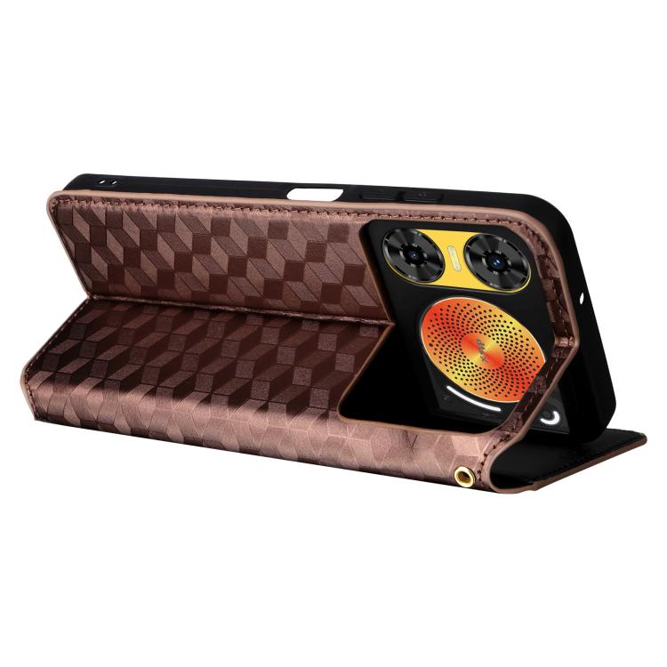 For ZTE nubia Music 2 Cubic Grid Texture Flip Leather Phone Case