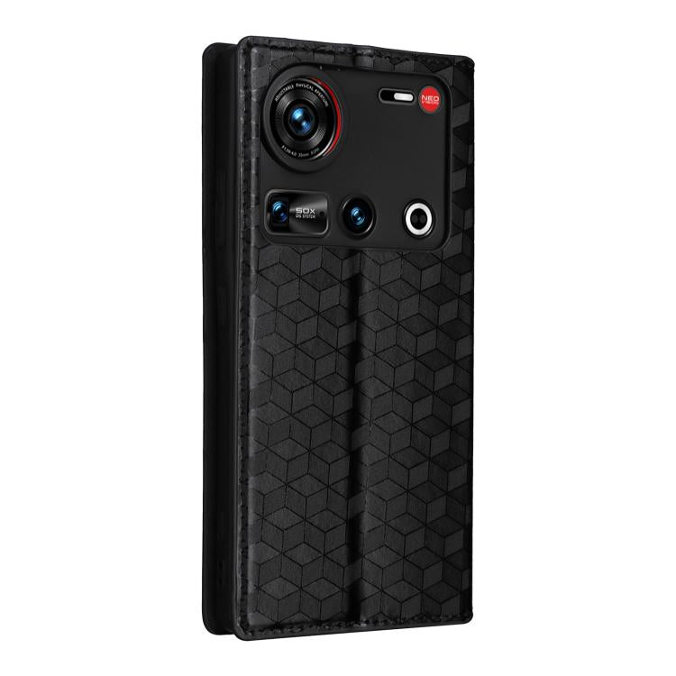 For ZTE nubia Z70 Ultra Cubic Grid Texture Flip Leather Phone Case