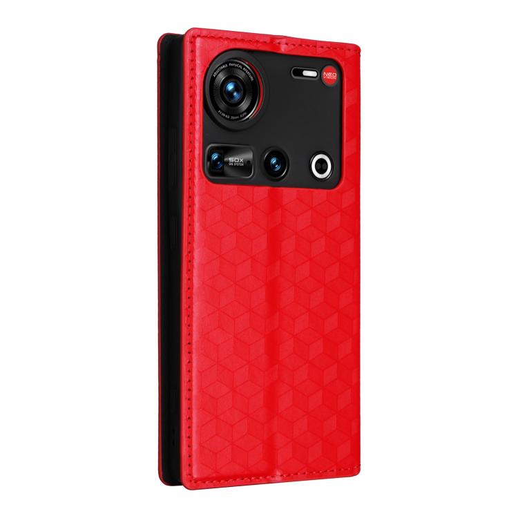 For ZTE nubia Z70 Ultra Cubic Grid Texture Flip Leather Phone Case
