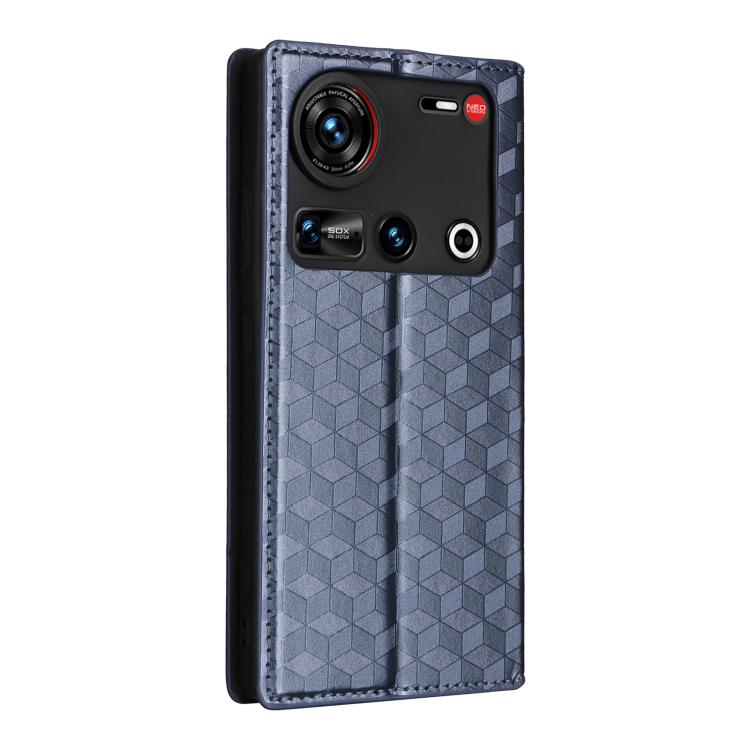 For ZTE nubia Z70 Ultra Cubic Grid Texture Flip Leather Phone Case