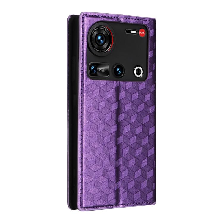For ZTE nubia Z70 Ultra Cubic Grid Texture Flip Leather Phone Case