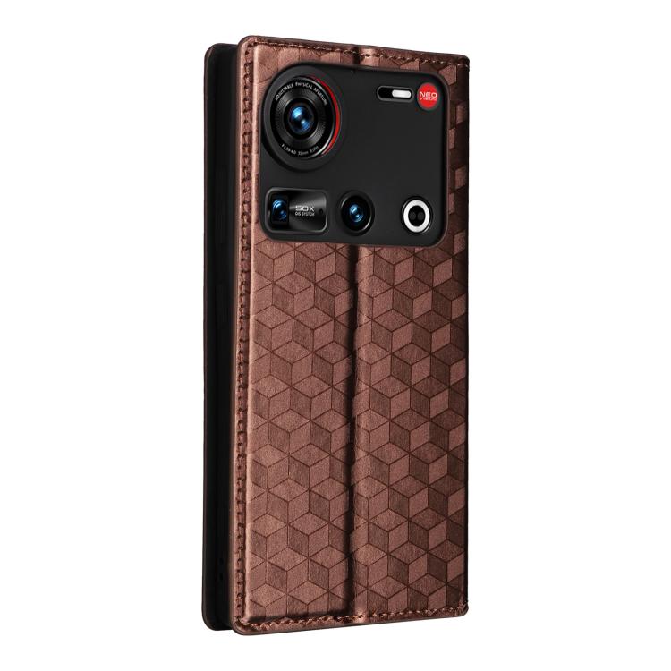 For ZTE nubia Z70 Ultra Cubic Grid Texture Flip Leather Phone Case