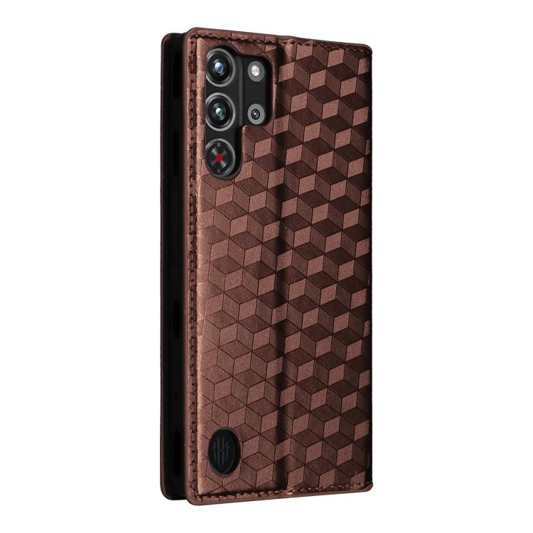 For ZTE nubia RedMagic 10 Pro / 10 Pro+ Cubic Grid Texture Flip Leather Phone Case