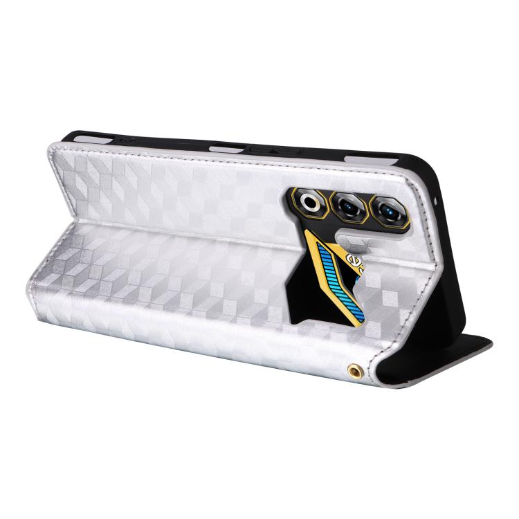 For ZTE nubia Neo 3 GT 5G Cubic Grid Texture Flip Leather Phone Case