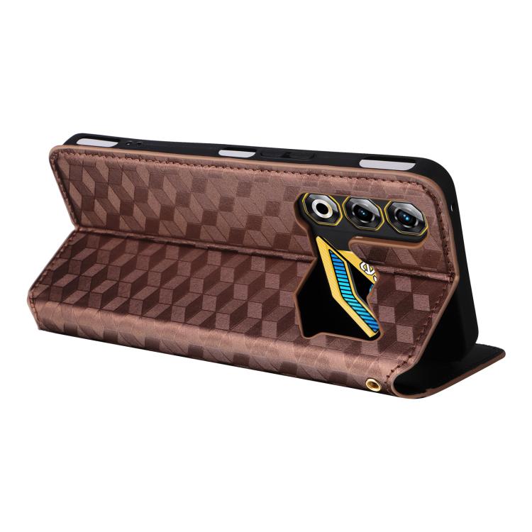 For ZTE nubia Neo 3 GT 5G Cubic Grid Texture Flip Leather Phone Case