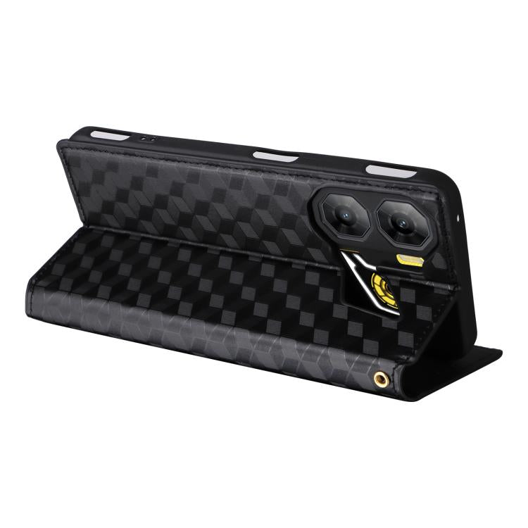 For ZTE nubia Neo 3 5G Cubic Grid Texture Flip Leather Phone Case