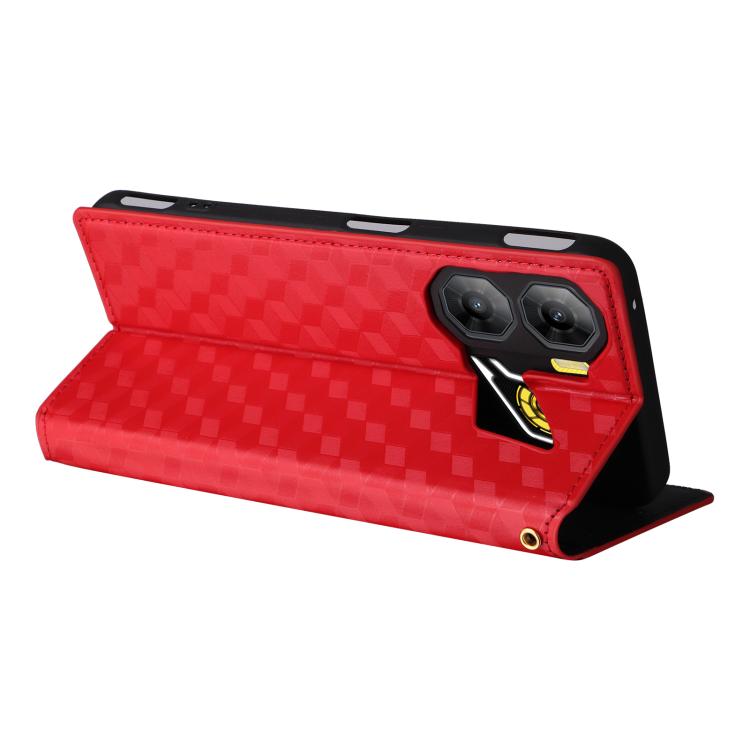 For ZTE nubia Neo 3 5G Cubic Grid Texture Flip Leather Phone Case
