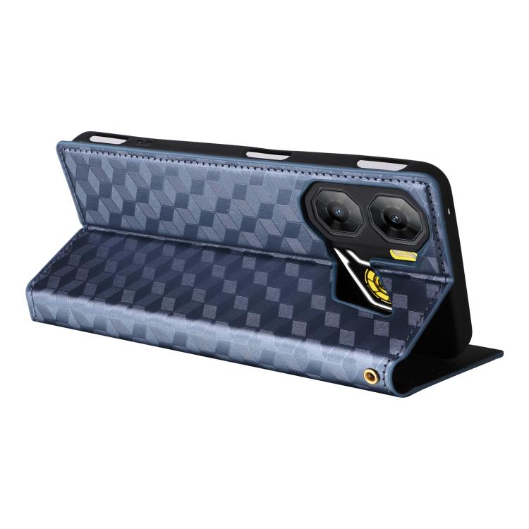 For ZTE nubia Neo 3 5G Cubic Grid Texture Flip Leather Phone Case