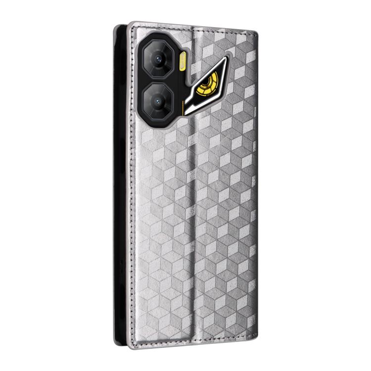 For ZTE nubia Neo 3 5G Cubic Grid Texture Flip Leather Phone Case