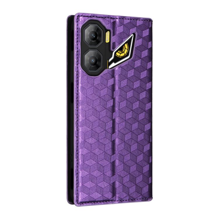 For ZTE nubia Neo 3 5G Cubic Grid Texture Flip Leather Phone Case