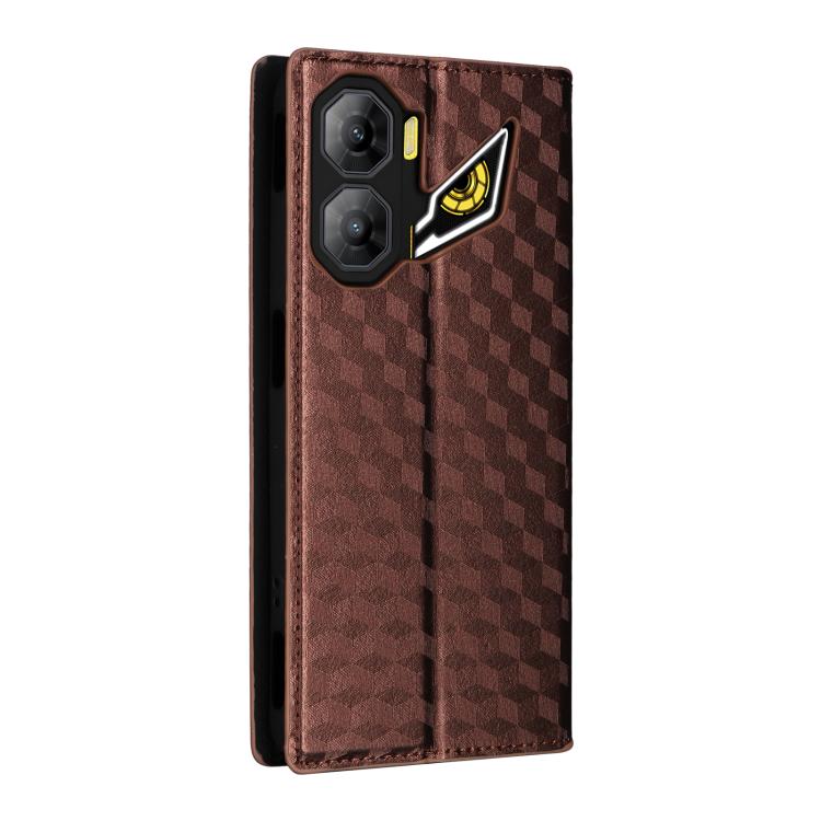 For ZTE nubia Neo 3 5G Cubic Grid Texture Flip Leather Phone Case