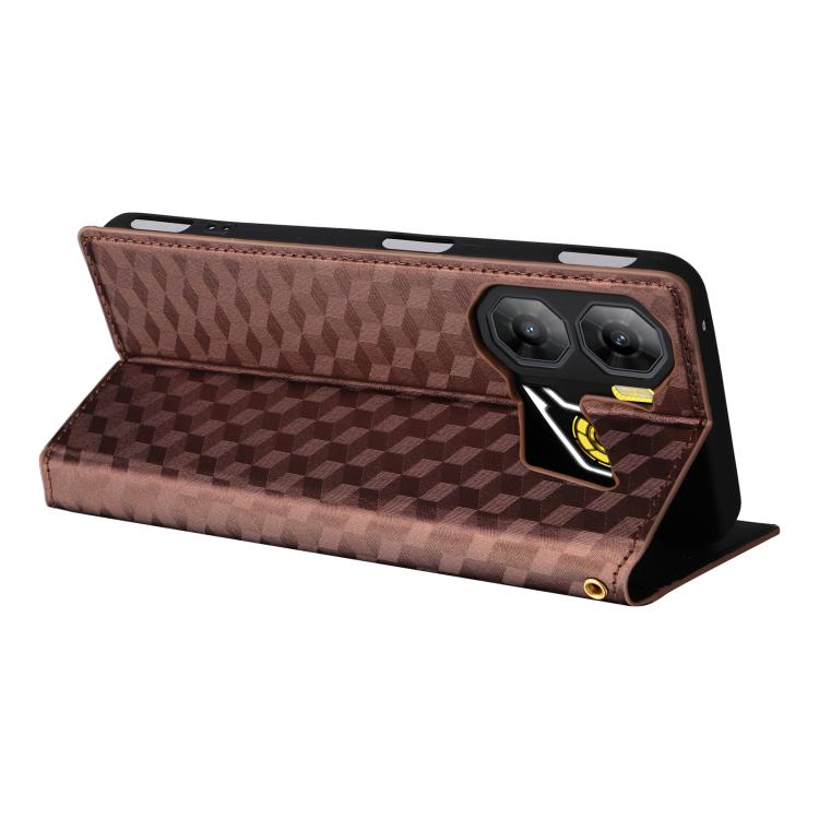For ZTE nubia Neo 3 5G Cubic Grid Texture Flip Leather Phone Case