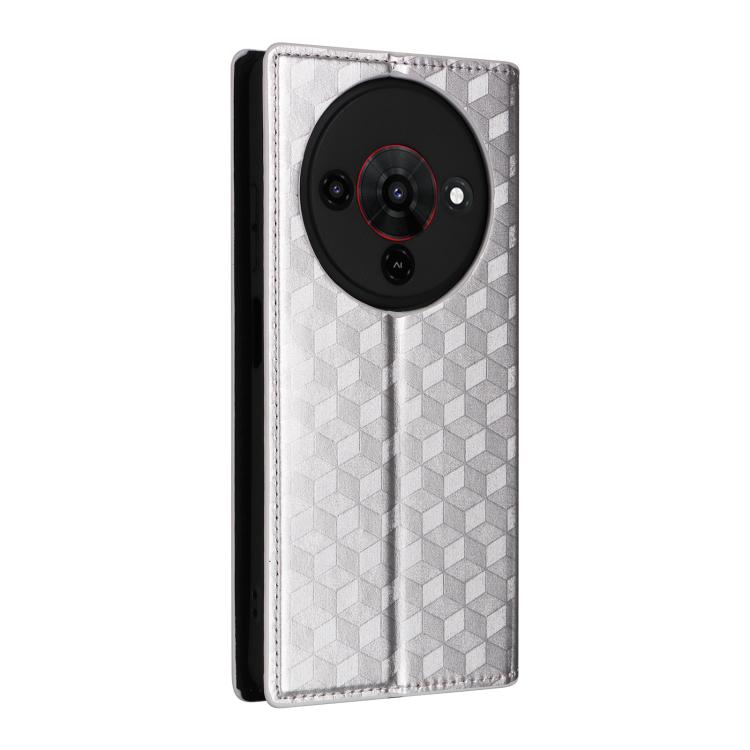 For ZTE Blade A76 5G Cubic Grid Texture Flip Leather Phone Case