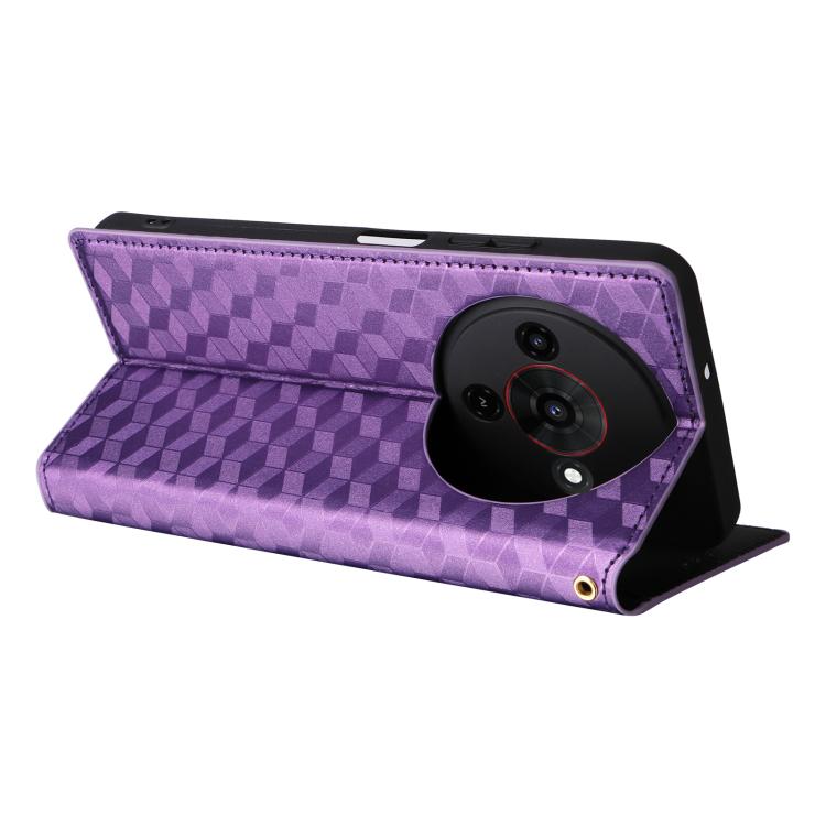 For ZTE Blade A76 5G Cubic Grid Texture Flip Leather Phone Case
