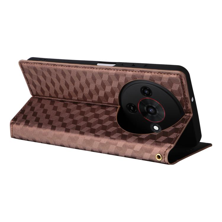 For ZTE Blade A76 5G Cubic Grid Texture Flip Leather Phone Case