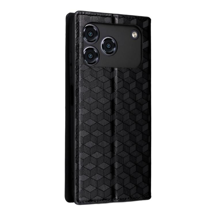 For ZTE Blade A76 4G Cubic Grid Texture Flip Leather Phone Case