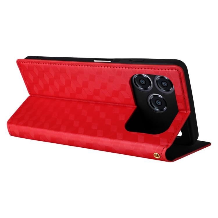 For ZTE Blade A76 4G Cubic Grid Texture Flip Leather Phone Case