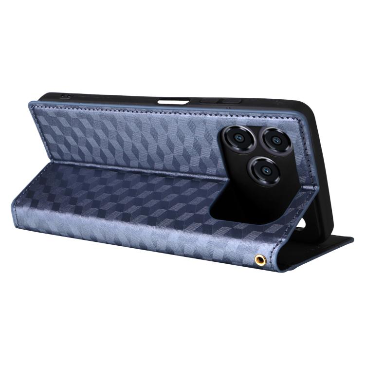 For ZTE Blade A76 4G Cubic Grid Texture Flip Leather Phone Case