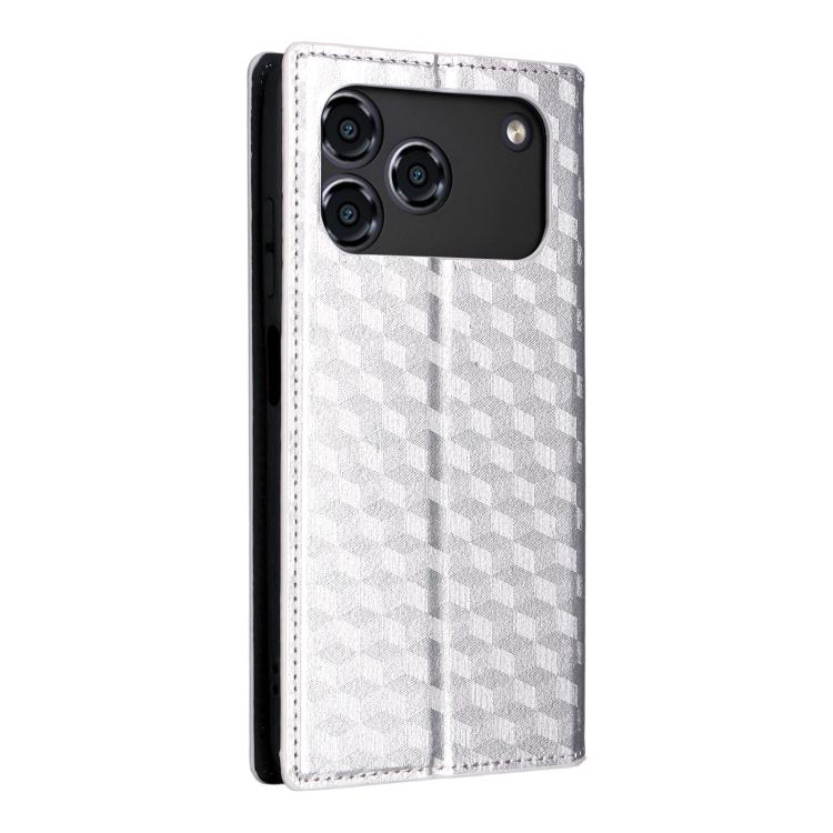 For ZTE Blade A76 4G Cubic Grid Texture Flip Leather Phone Case