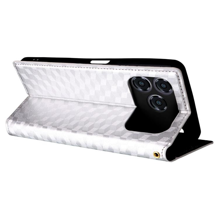 For ZTE Blade A76 4G Cubic Grid Texture Flip Leather Phone Case