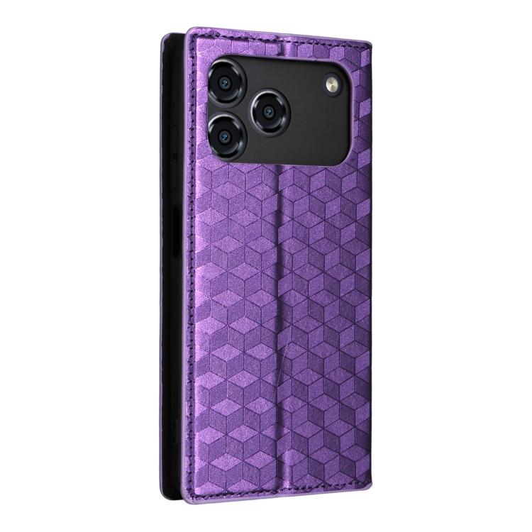 For ZTE Blade A76 4G Cubic Grid Texture Flip Leather Phone Case