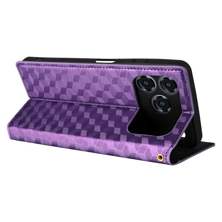For ZTE Blade A76 4G Cubic Grid Texture Flip Leather Phone Case