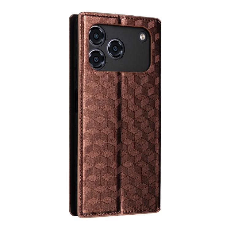 For ZTE Blade A76 4G Cubic Grid Texture Flip Leather Phone Case