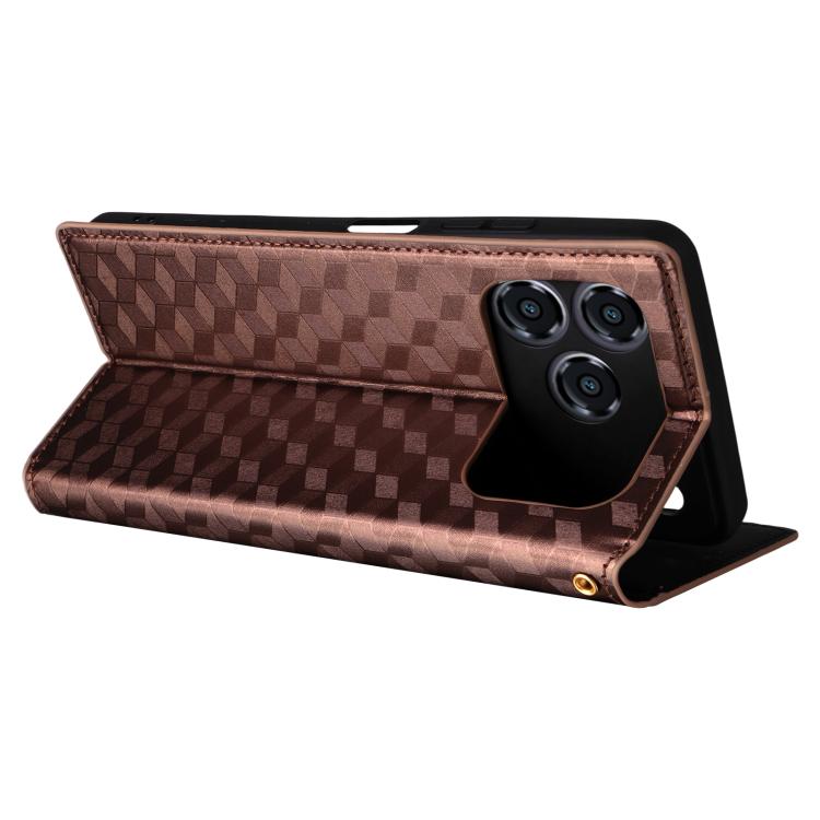 For ZTE Blade A76 4G Cubic Grid Texture Flip Leather Phone Case