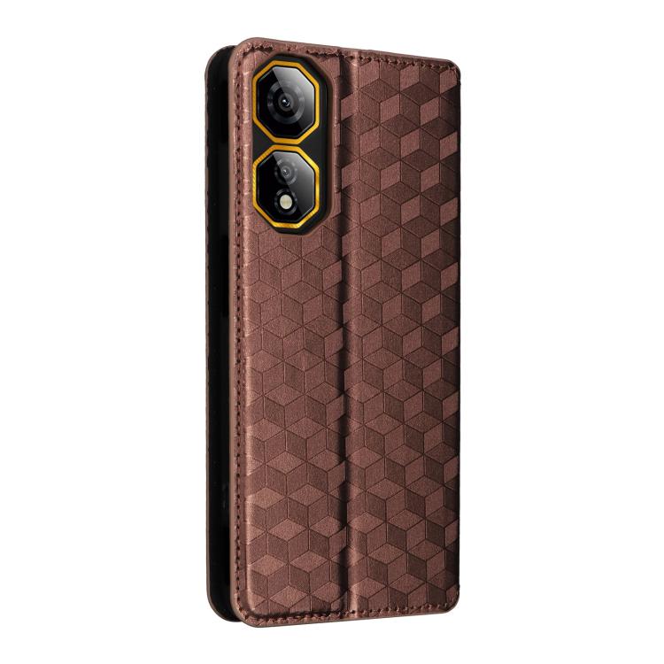 For ZTE nubia Neo 2 5G Cubic Grid Texture Flip Leather Phone Case