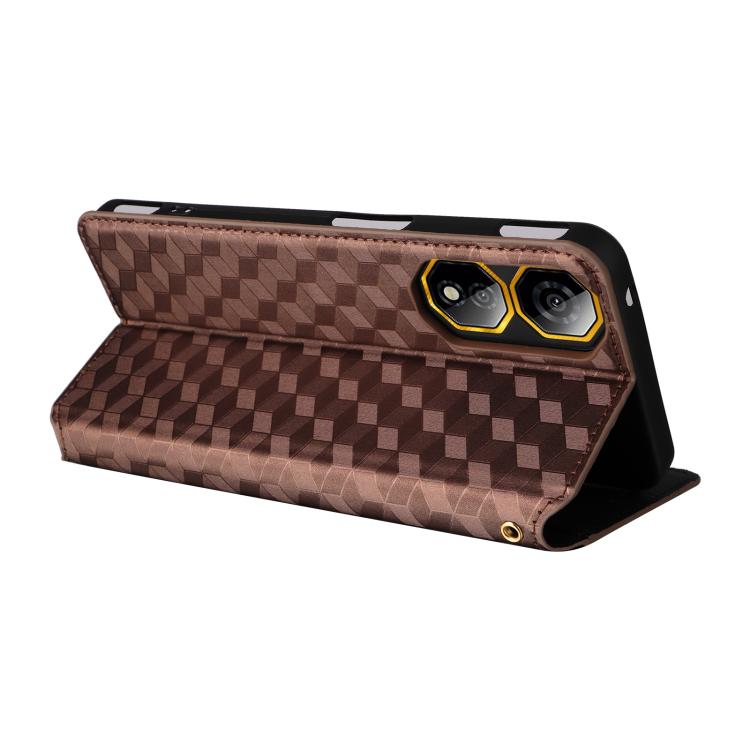 For ZTE nubia Neo 2 5G Cubic Grid Texture Flip Leather Phone Case