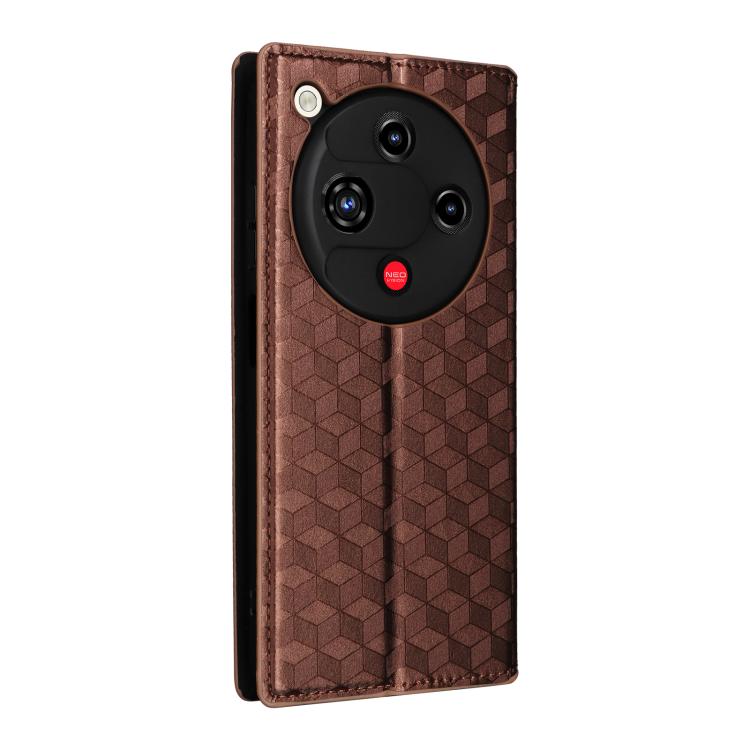 For ZTE nubia Focus 2 5G Cubic Grid Texture Flip Leather Phone Case