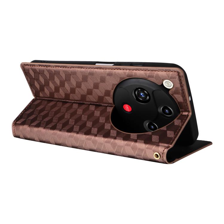 For ZTE nubia Focus 2 5G Cubic Grid Texture Flip Leather Phone Case