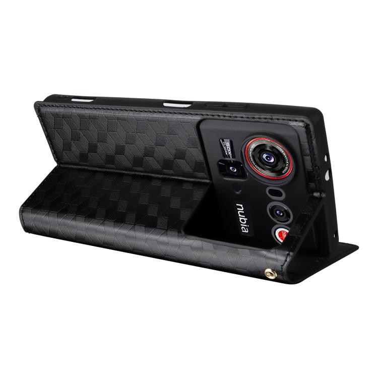 For ZTE nubia Z80 UItra Cubic Grid Texture Flip Leather Phone Case