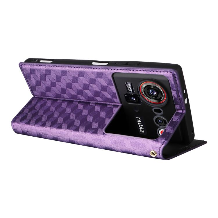 For ZTE nubia Z80 UItra Cubic Grid Texture Flip Leather Phone Case
